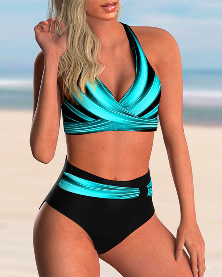 Liliana - Keresztpántos bikini szett élénk mintával