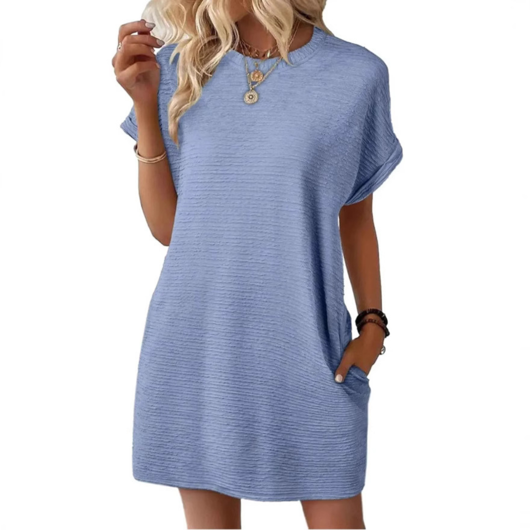 EVASHA™ – Casual Minimalista Kerek Nyakú Nyári Ruha