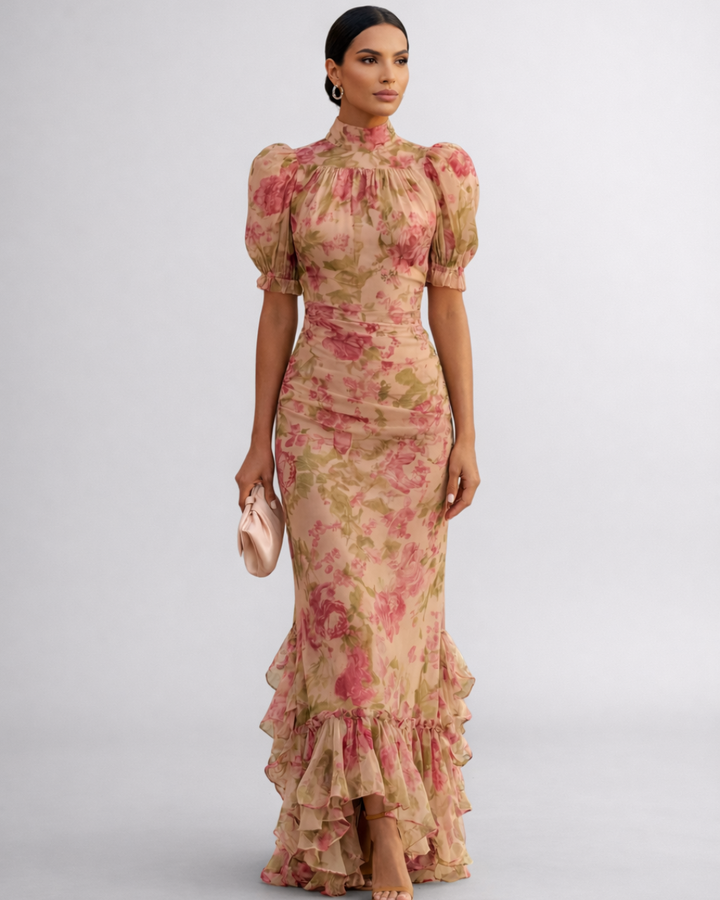 Rosario | Virágmintás Chiffon Hosszú Ruha