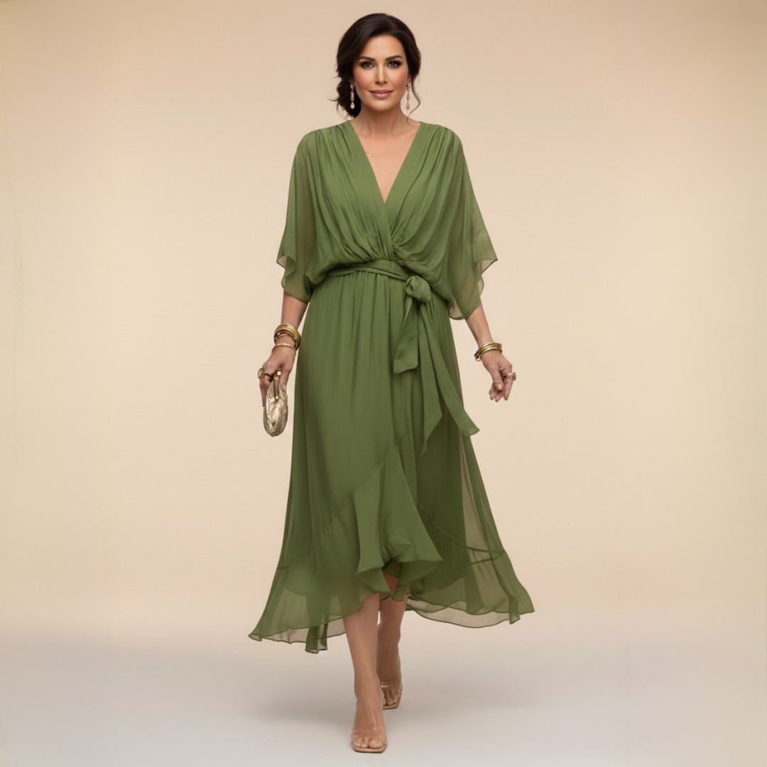 Monica | Chiffon ruha V-nyakkal