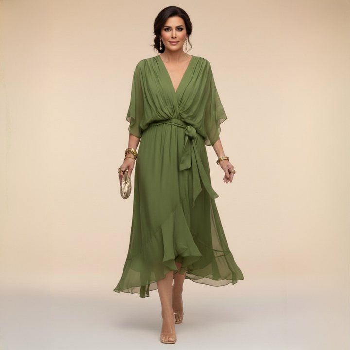 Monica | Chiffon ruha V-nyakkal