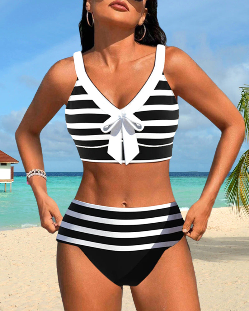 Laluna® | Magas derekú csíkos bikini