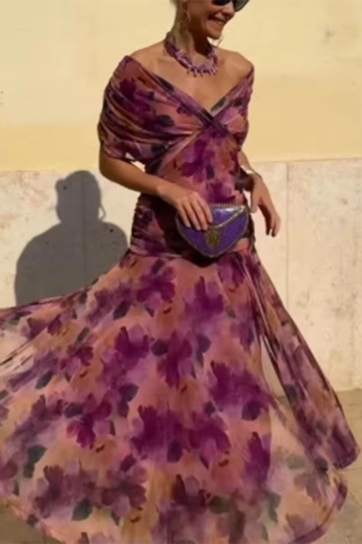 Ágnes - Elegáns Maxi Estélyi Ruha V-kivágással