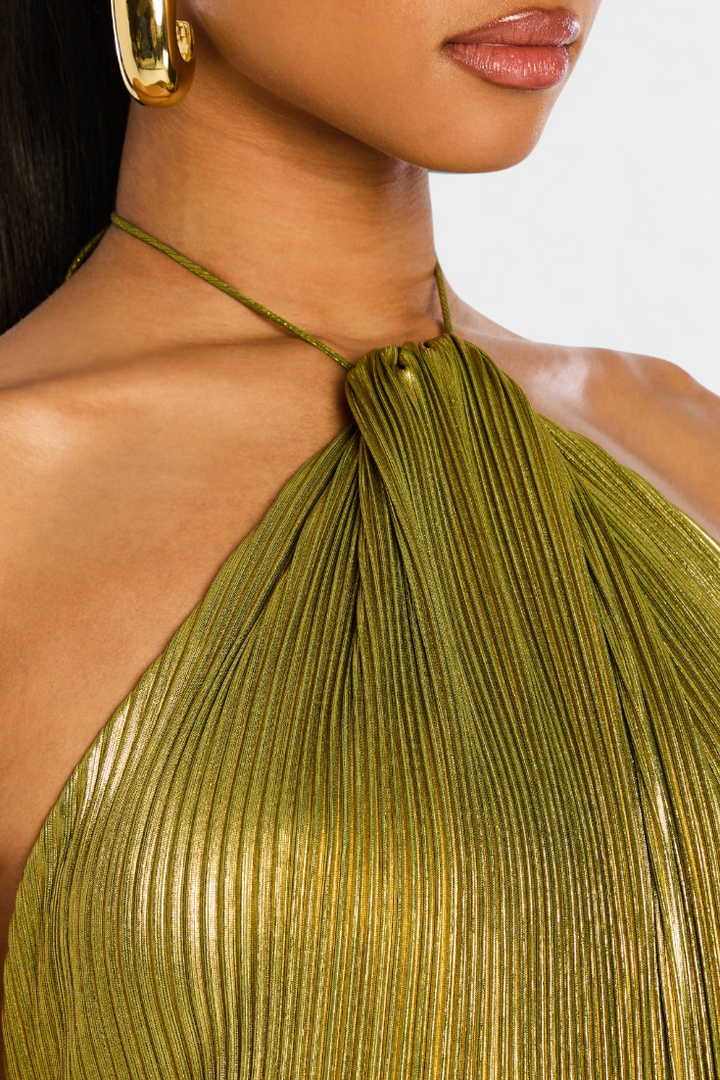 Emma | Háttal Nyitott Fémes Halter Ruha