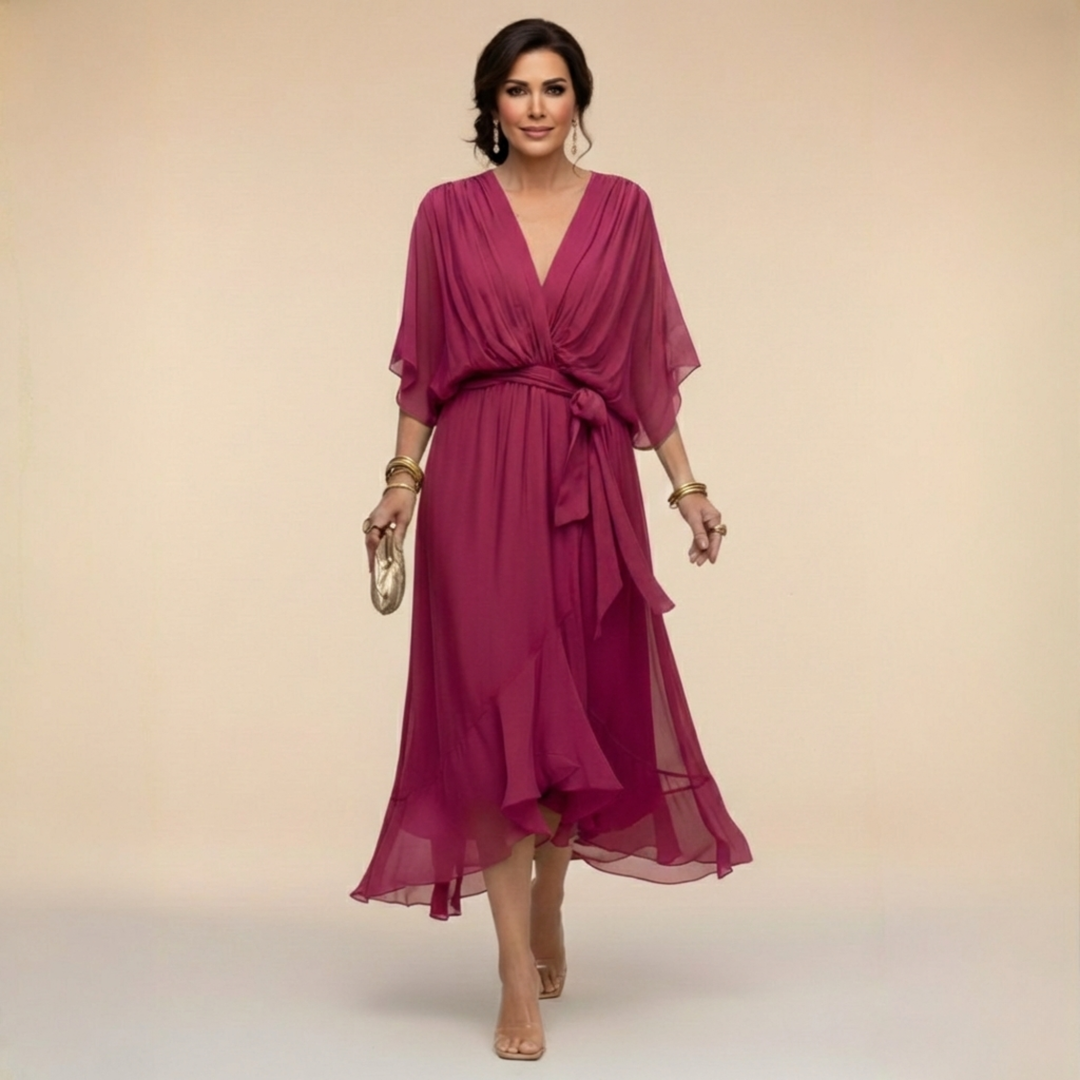 Monica | Chiffon ruha V-nyakkal