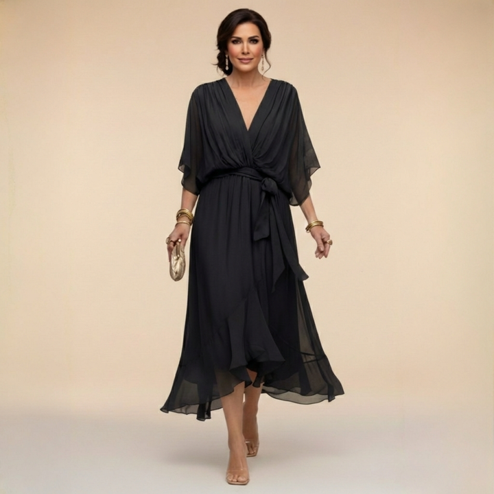 Monica | Chiffon ruha V-nyakkal
