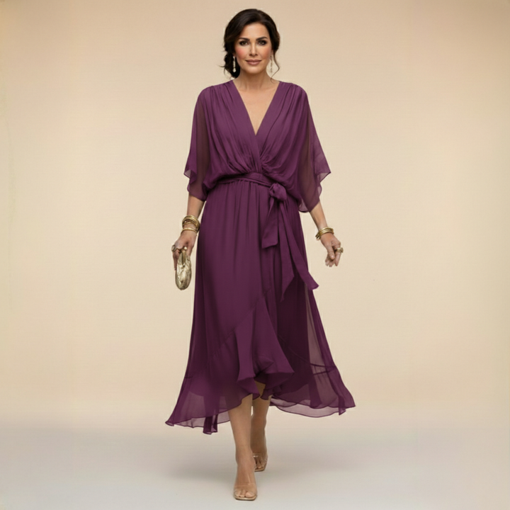 Monica | Chiffon ruha V-nyakkal
