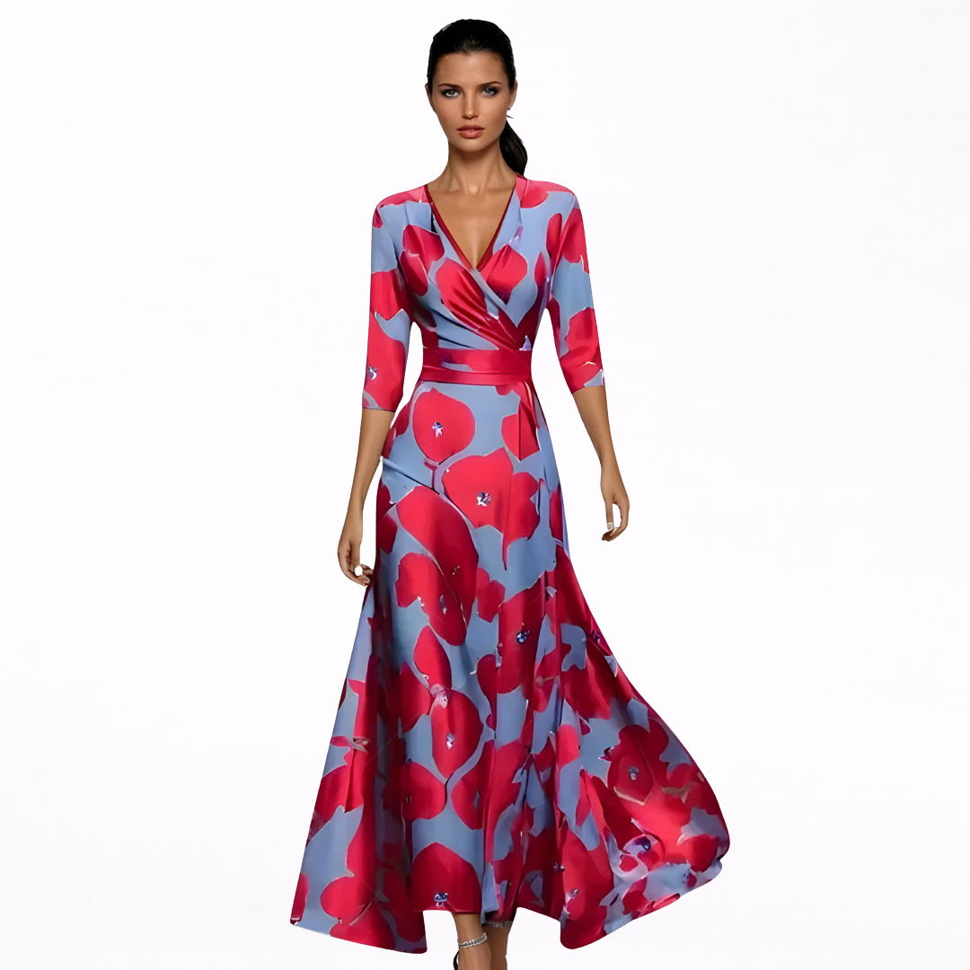 Emilia | Elegáns Virágmintás Maxi Ruha