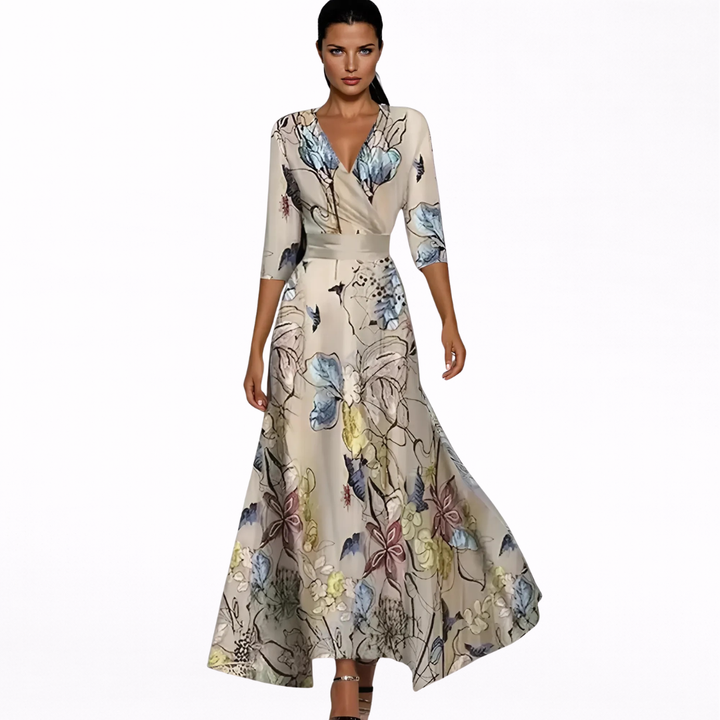 Emilia | Elegáns Virágmintás Maxi Ruha