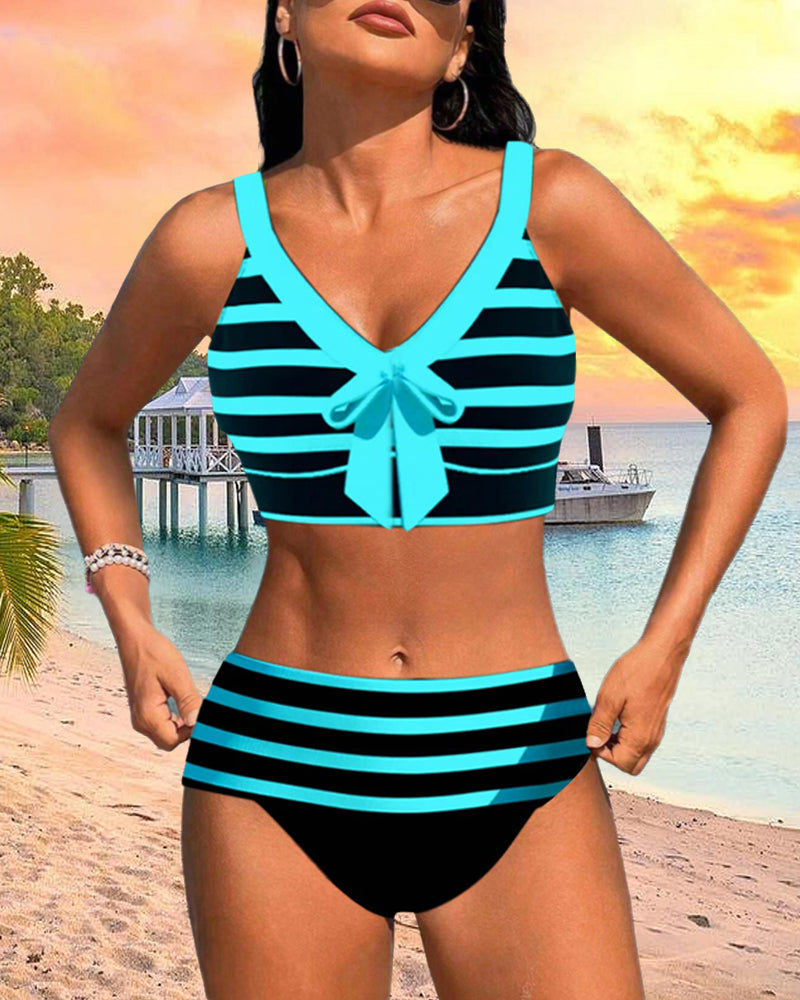 Laluna® | Magas derekú csíkos bikini