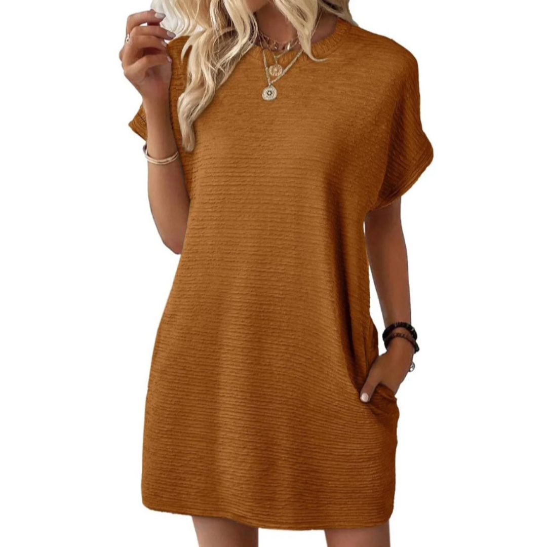 EVASHA™ – Casual Minimalista Kerek Nyakú Nyári Ruha