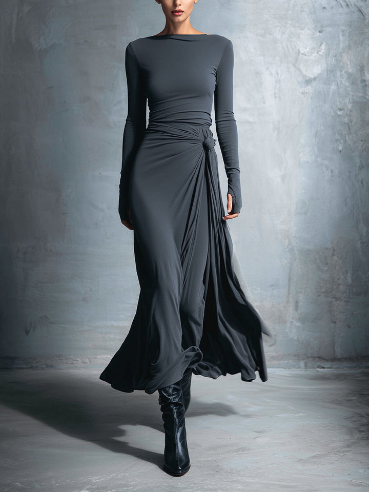 Ilinca | Oldalsó csomós maxi ruha