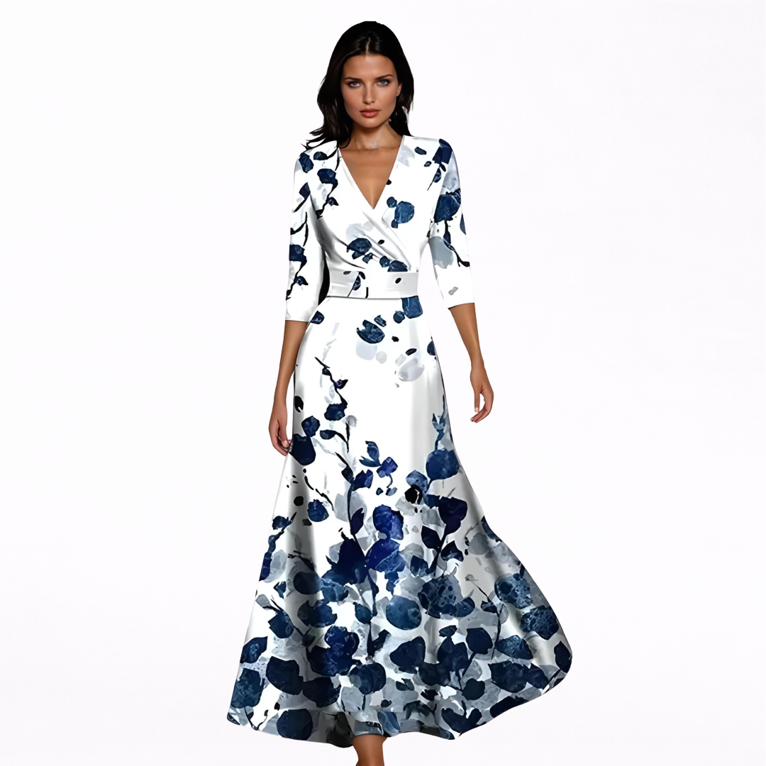 Emilia | Elegáns Virágmintás Maxi Ruha