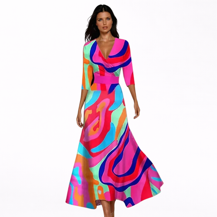 Emilia | Elegáns Virágmintás Maxi Ruha