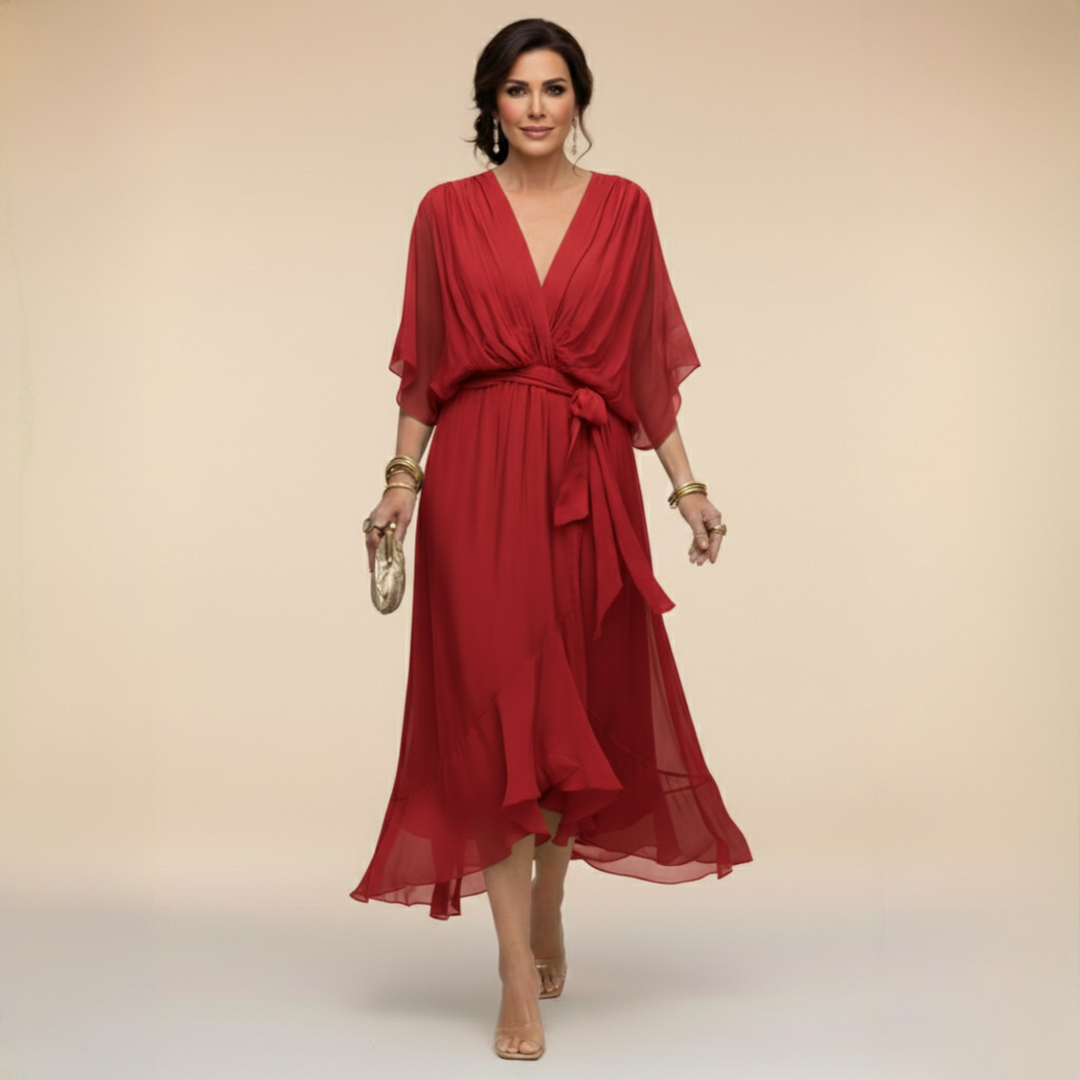 Monica | Chiffon ruha V-nyakkal
