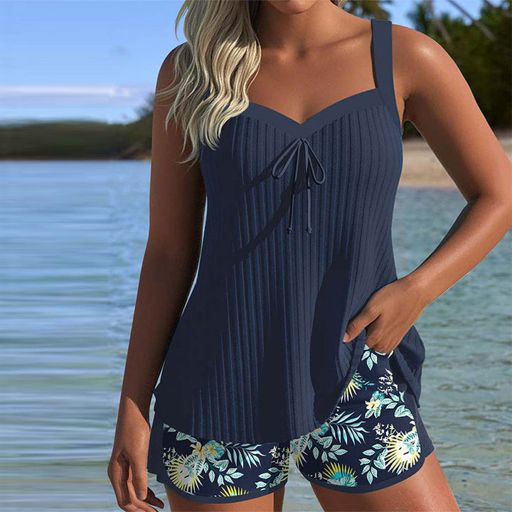 Laluna® | Csíkos tankini fürdőbugyival, két részből álló