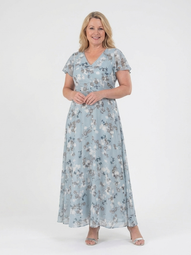 Ismeria | Virágmintás Chiffon Maxi Ruha