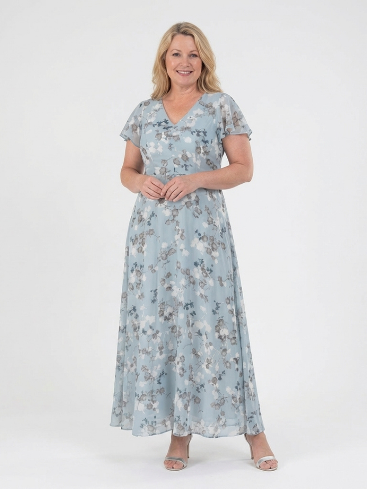 Ismeria | Virágmintás Chiffon Maxi Ruha