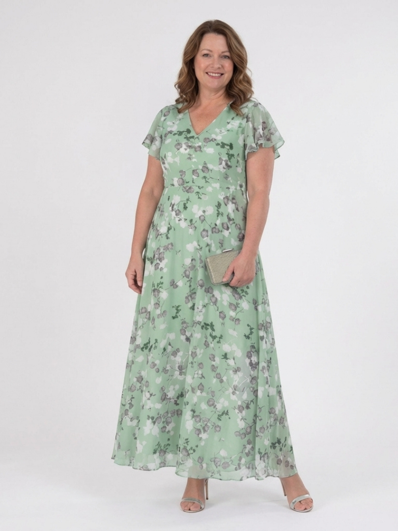 Ismeria | Virágmintás Chiffon Maxi Ruha