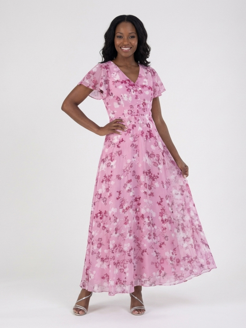 Ismeria | Virágmintás Chiffon Maxi Ruha