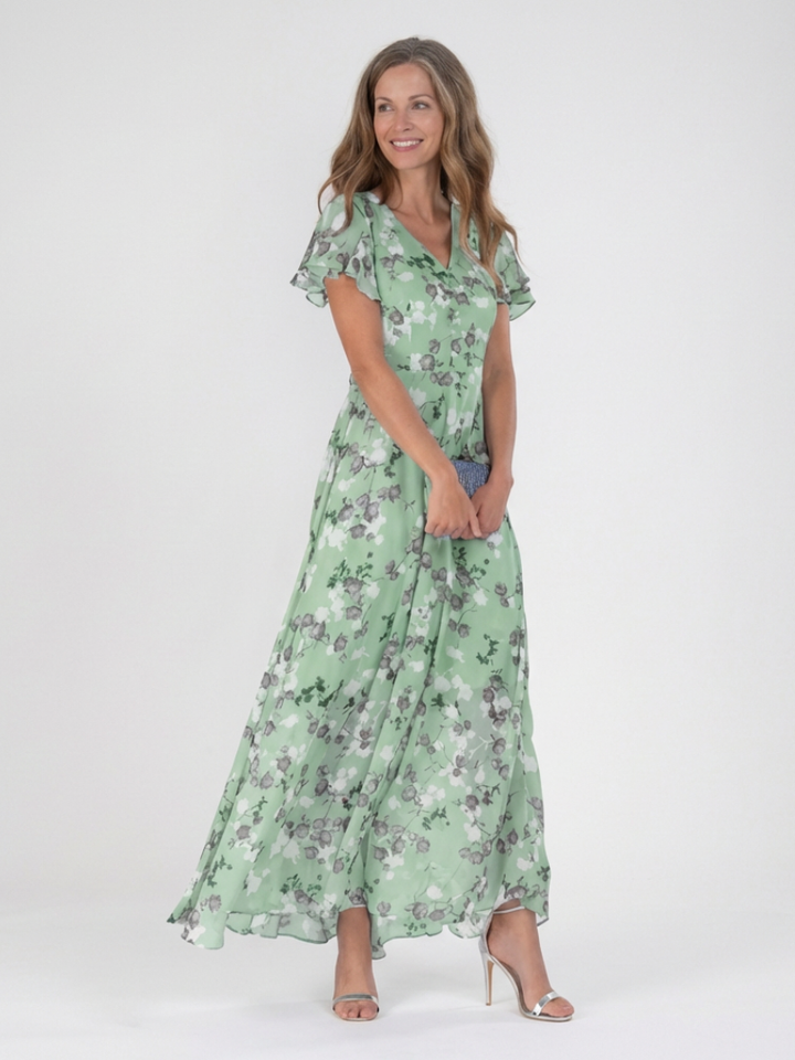 Ismeria | Virágmintás Chiffon Maxi Ruha