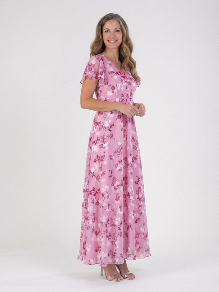 Ismeria | Virágmintás Chiffon Maxi Ruha