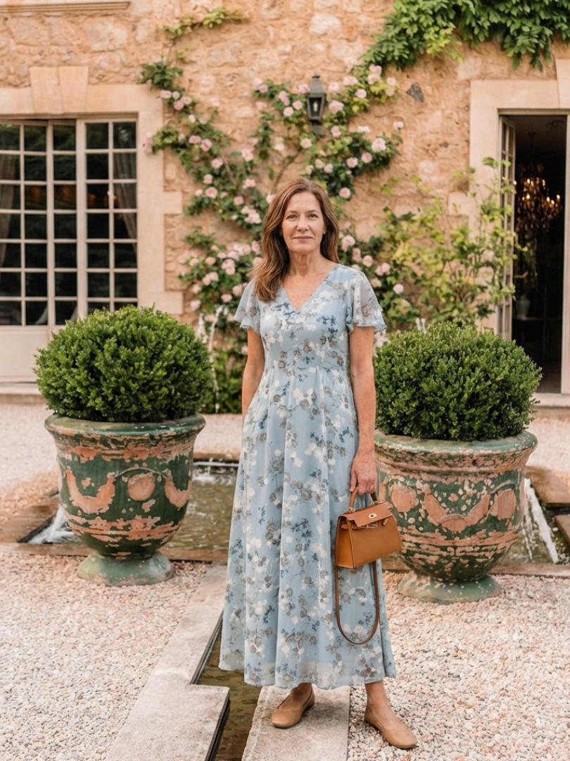 Ismeria | Virágmintás Chiffon Maxi Ruha