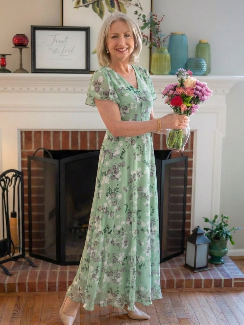 Ismeria | Virágmintás Chiffon Maxi Ruha