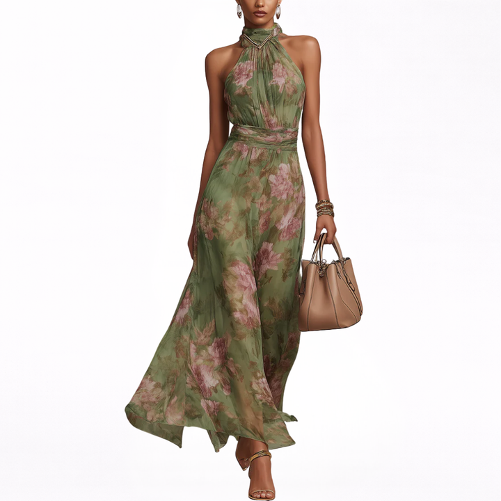 Livia | Virágmintás Maxi Halter Ruha