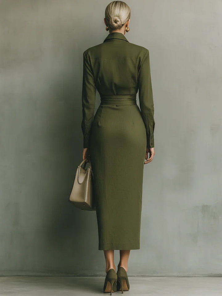 Noëlle™ | Maxi Ruha Olíva Zöldben