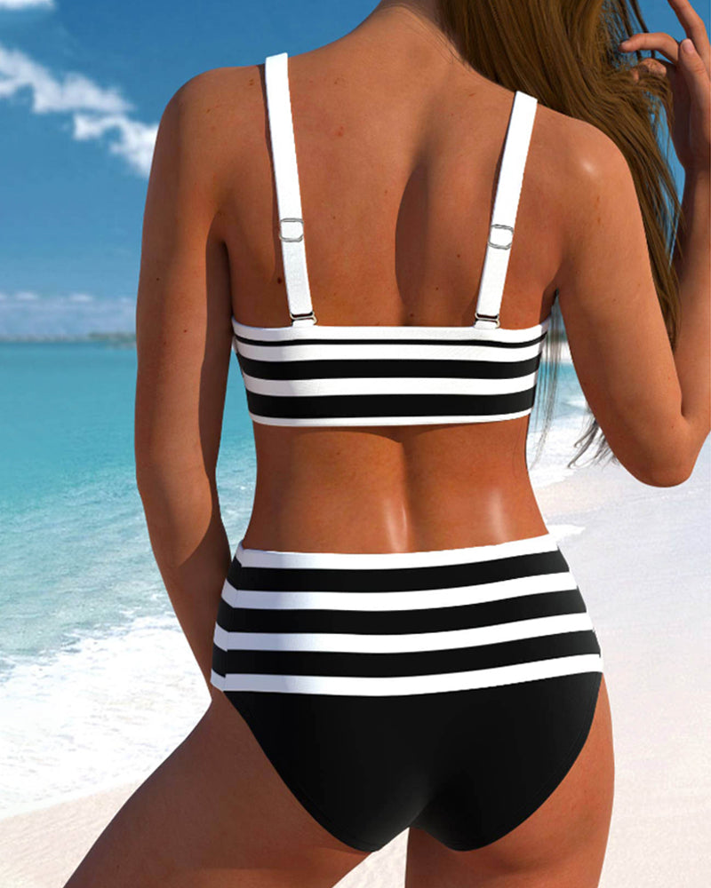 Laluna® | Magas derekú csíkos bikini