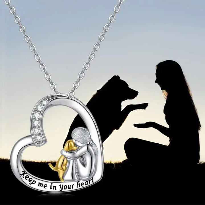 925 Sterling Ezüst Nyaklánc – Szív és Kutya Design Zirconia-val