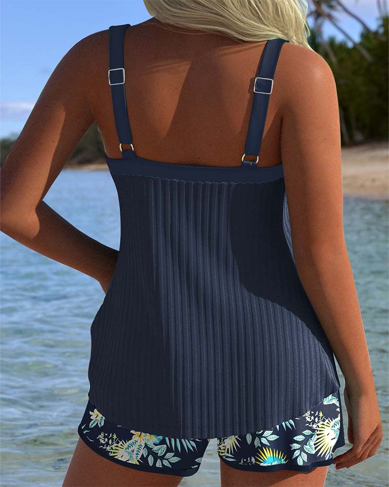 Laluna® | Csíkos tankini fürdőbugyival, két részből álló