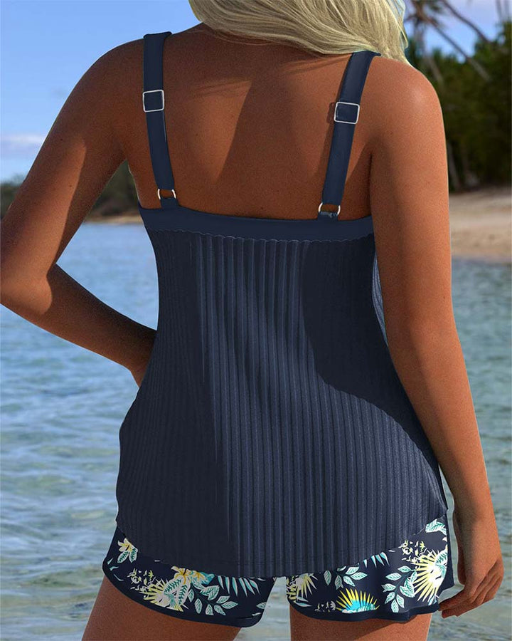 Laluna® | Csíkos tankini fürdőbugyival, két részből álló