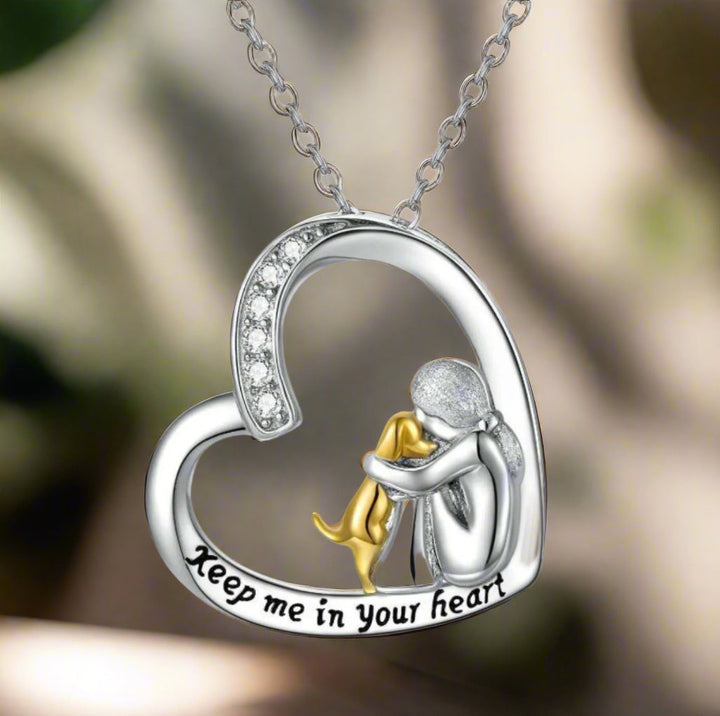 925 Sterling Ezüst Nyaklánc – Szív és Kutya Design Zirconia-val